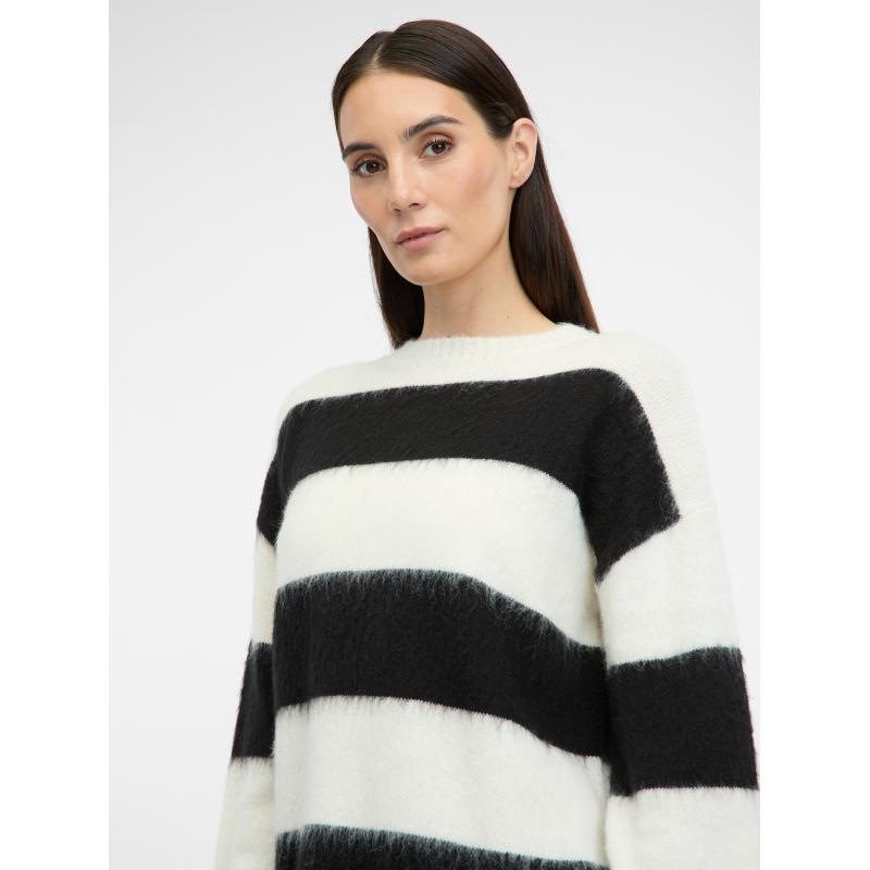 Fekete csíkos női pulóver
