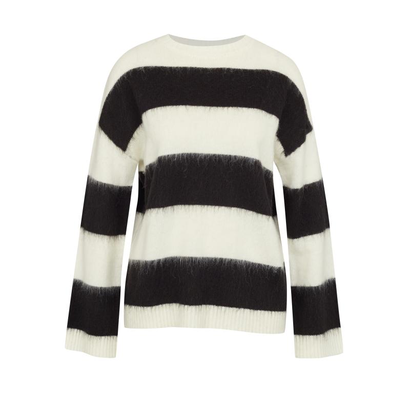 Fekete csíkos női pulóver