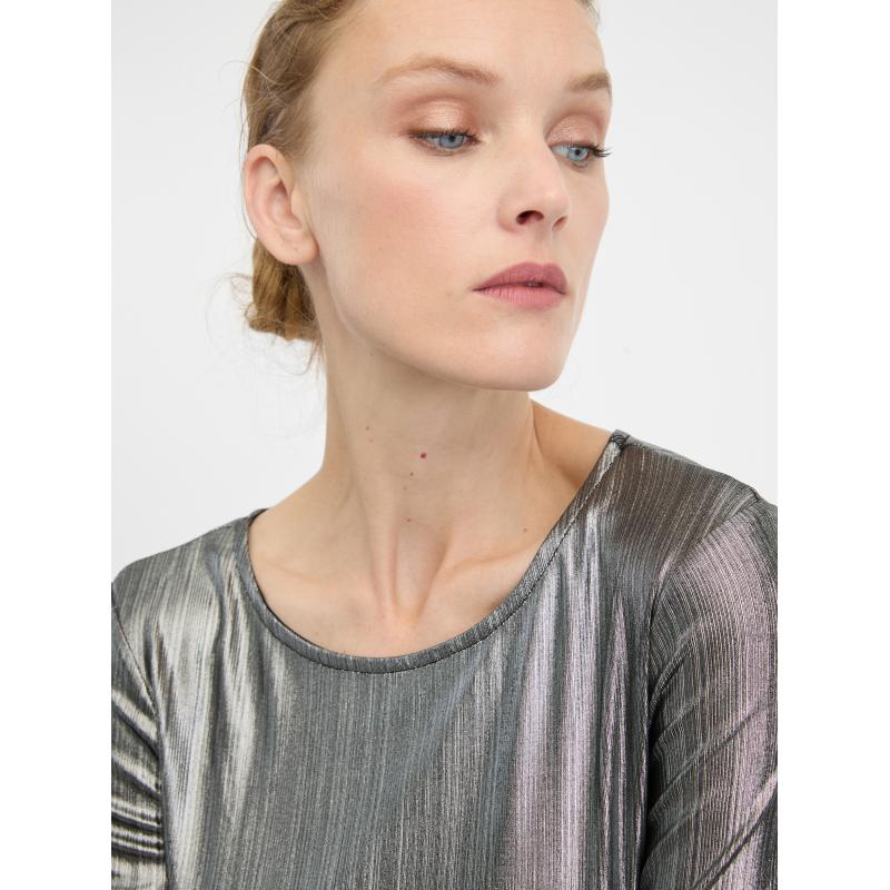 Stříbrné dámské tričko s dlouhým rukávem