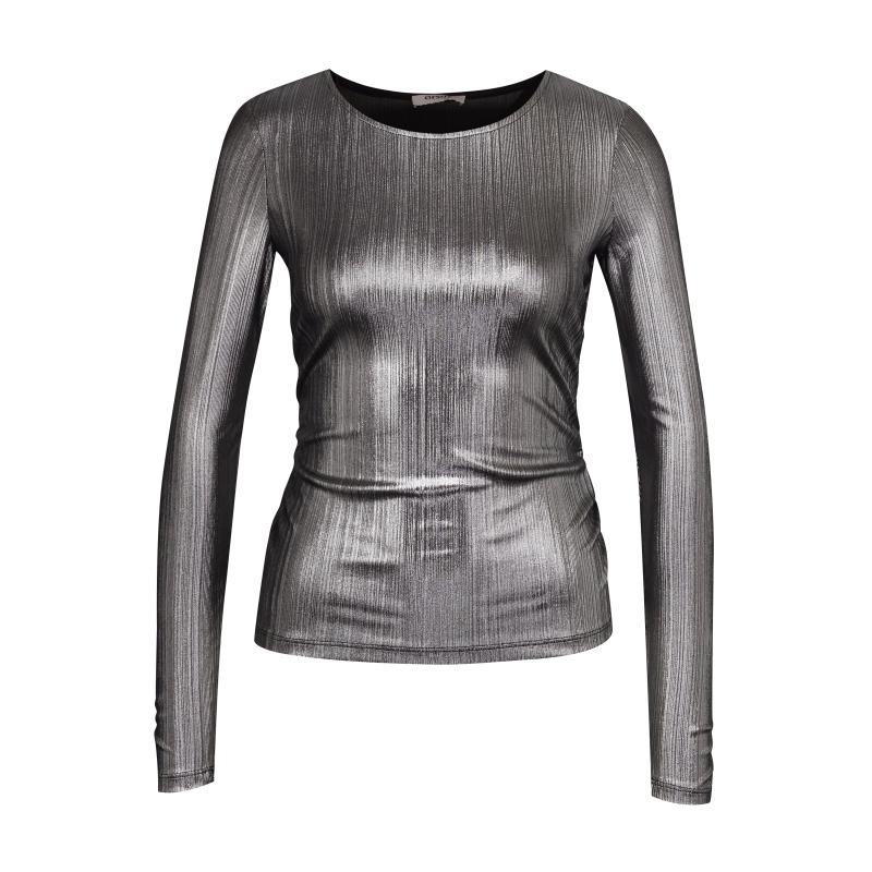 Stříbrné dámské tričko s dlouhým rukávem