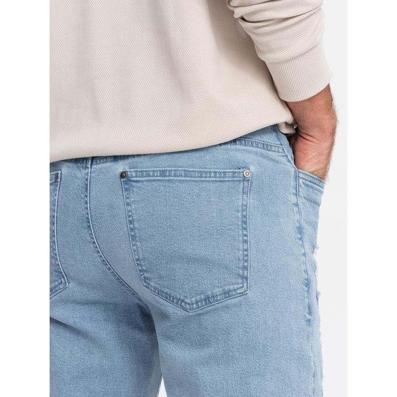 Mosható férfi TAPER FIT farmer nadrág fodros szárral - kék