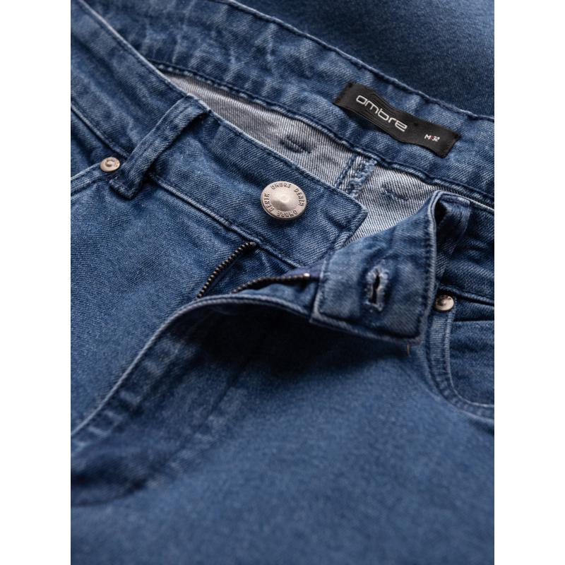 Mosható férfi TAPER FIT farmer nadrág kopottas lábakkal - kék