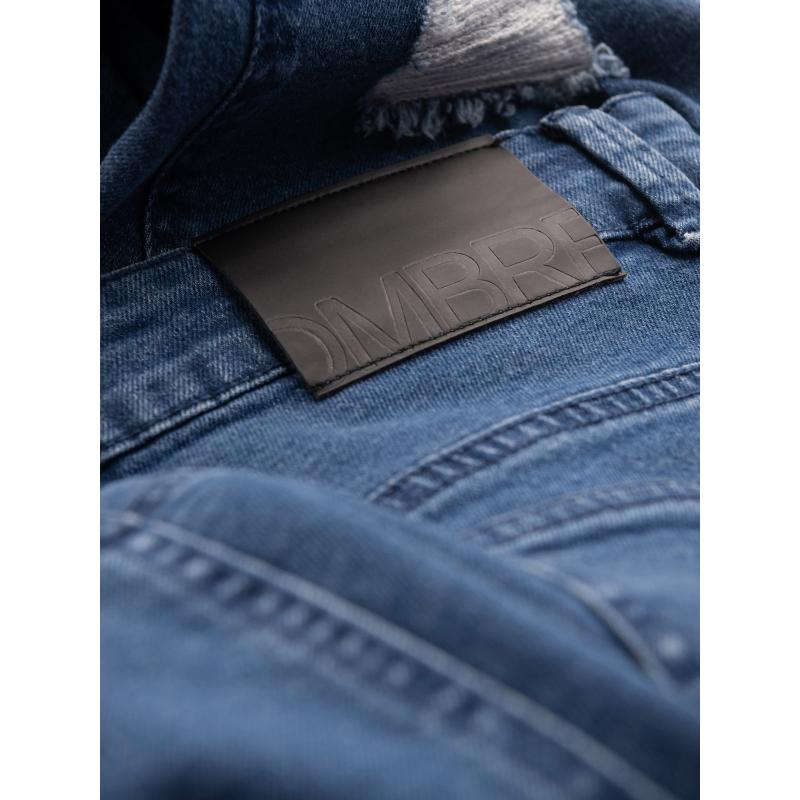 Mosható férfi TAPER FIT farmer nadrág kopottas lábakkal - kék