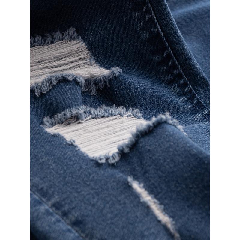 Mosható férfi TAPER FIT farmer nadrág kopottas lábakkal - kék