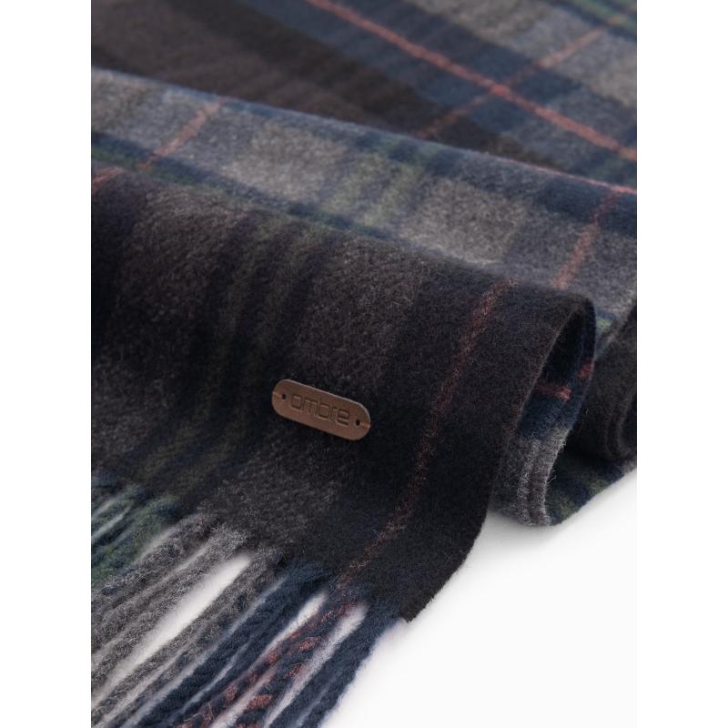 Férfi skót kockás sál bojtokkal - fekete-szürke