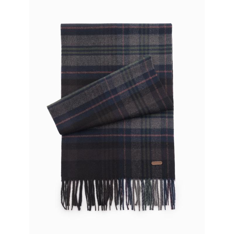 Férfi skót kockás sál bojtokkal - fekete-szürke