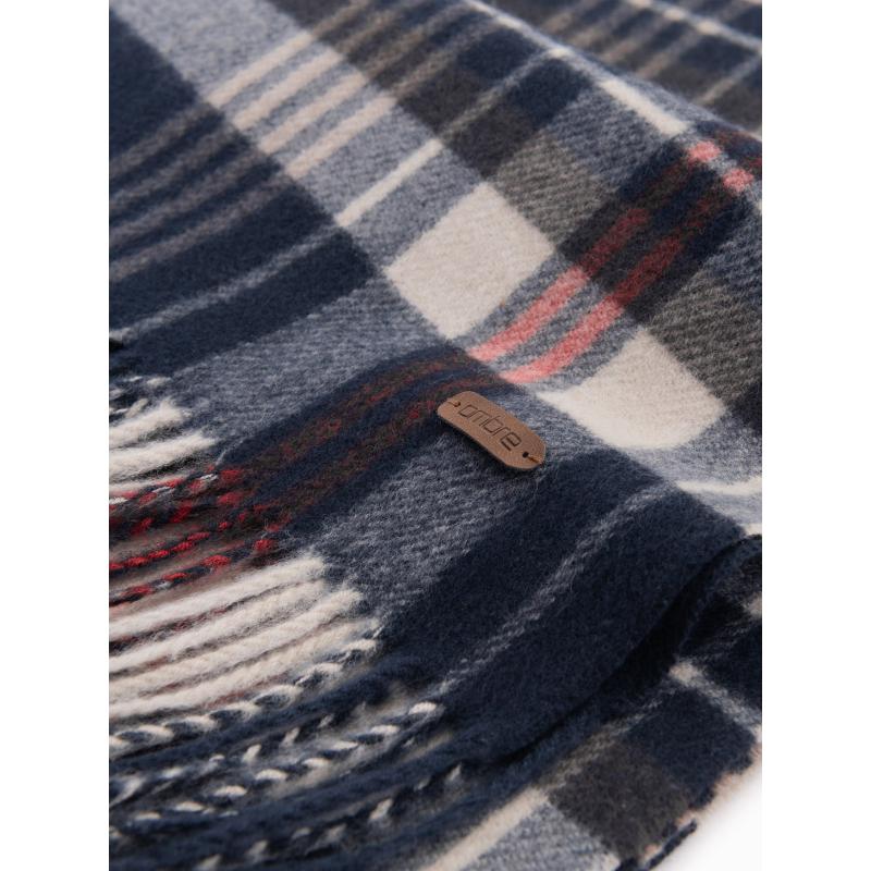 Férfi skót kockás rojtos sál - tengerészkék és krémszínű