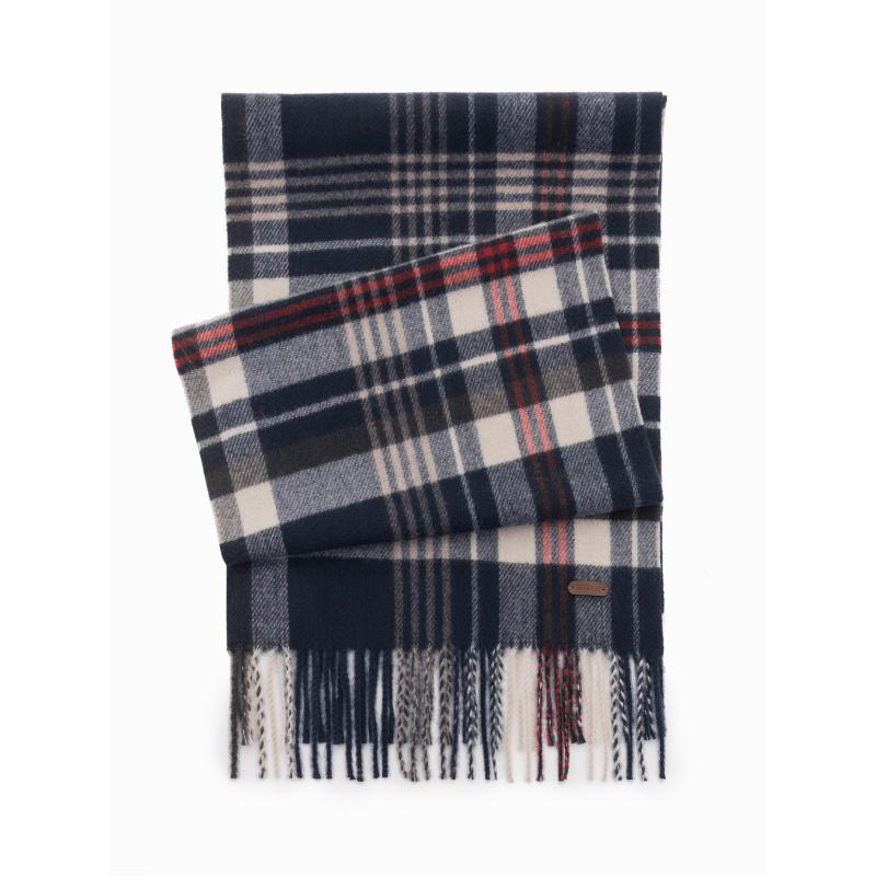 Férfi skót kockás rojtos sál - tengerészkék és krémszínű