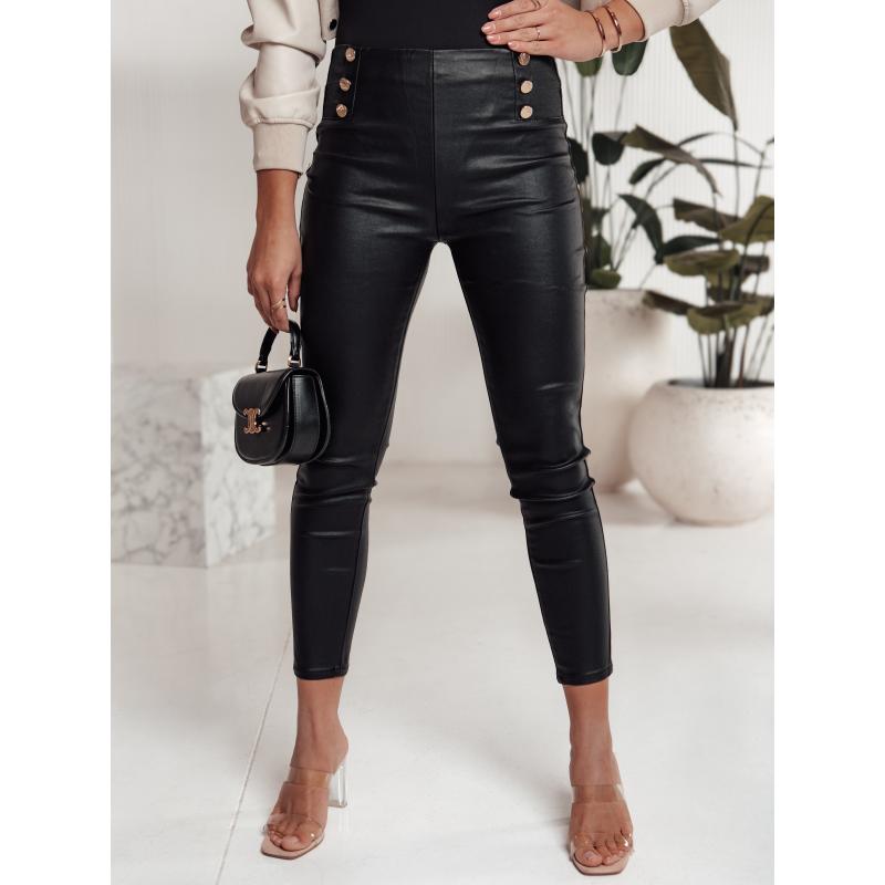 SKINLOVE női magas derekú viaszos nadrág fekete