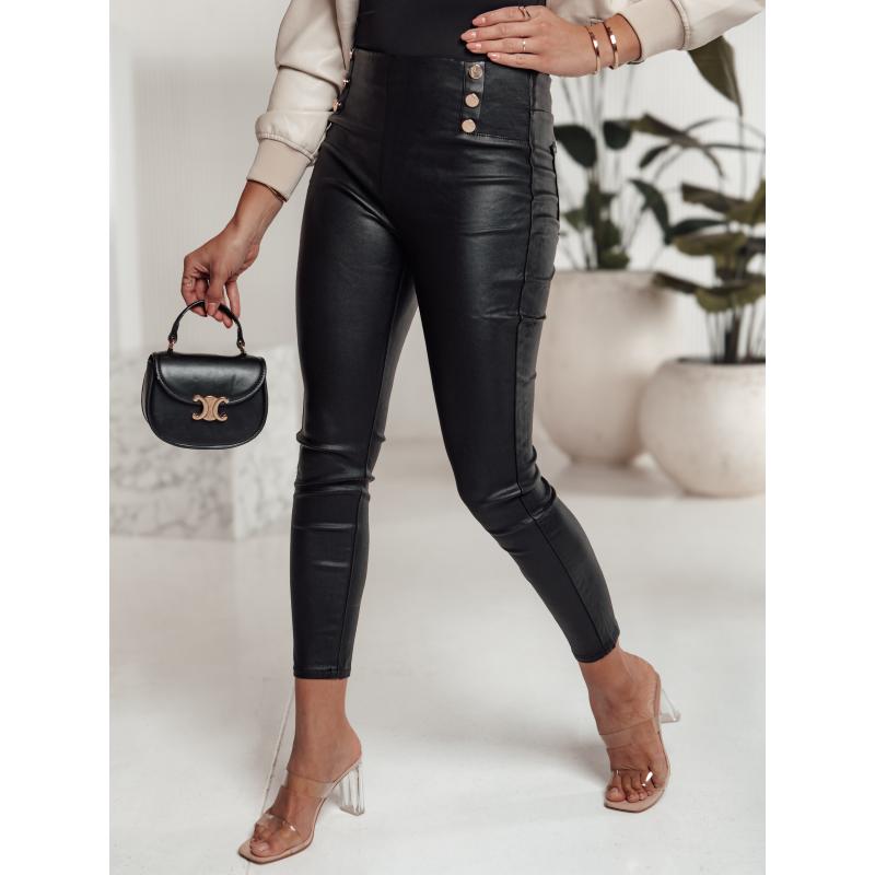 SKINLOVE női magas derekú viaszos nadrág fekete