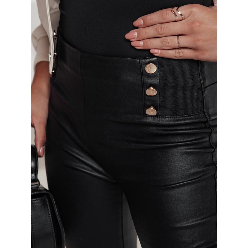 SKINLOVE női magas derekú viaszos nadrág fekete