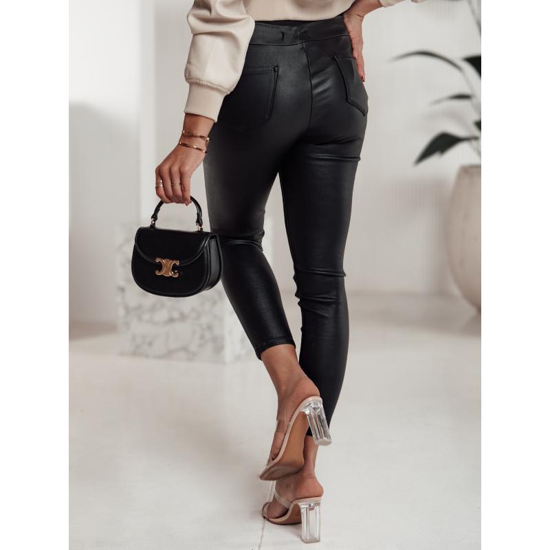 SKINLOVE női magas derekú viaszos nadrág fekete