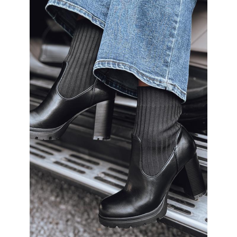 Dámské kozačky DOMVIBE na silném podpatku černé