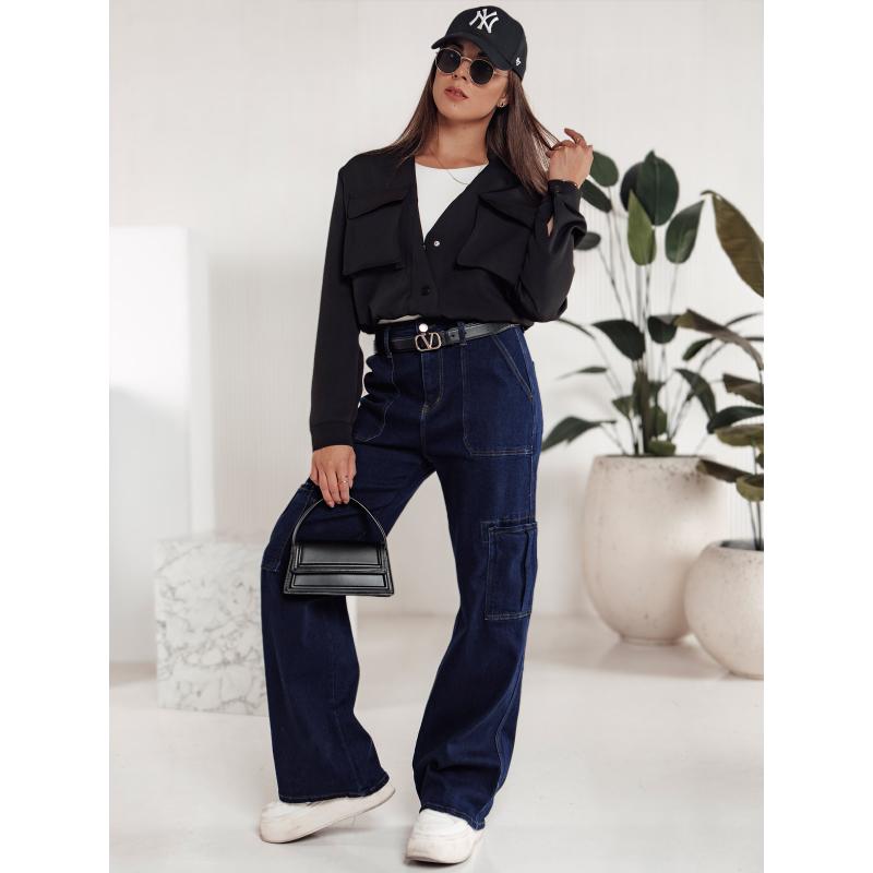 Dámské kalhoty FITZONE denim cargo tmavě modré