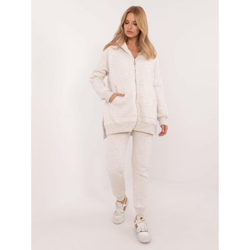 Světle béžový melanžový základní komplet s kalhotami