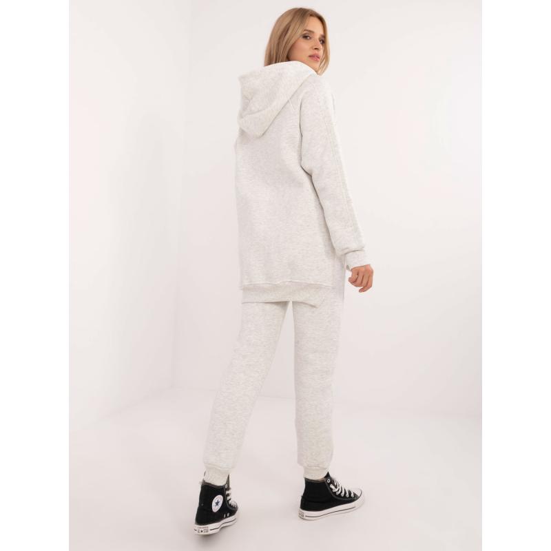 Světle šedá melanžová základní souprava s mikinou s kapucí