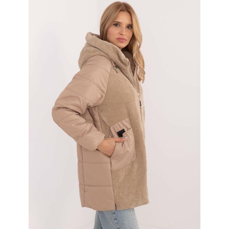 Kaméleonszínű átmeneti kabát kordbársony betétekkel