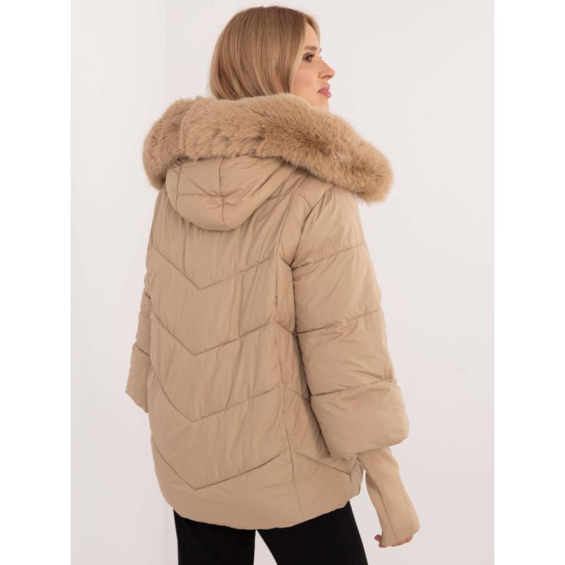 Camel női télikabát kapucnival