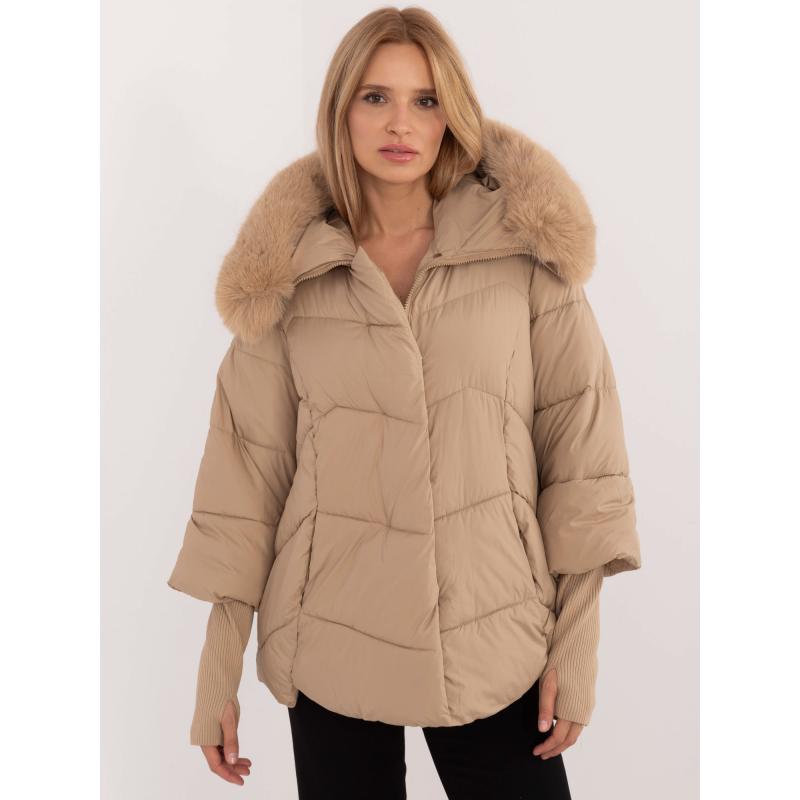 Camel női télikabát kapucnival