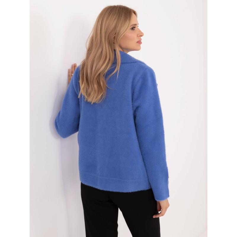 Sötétkék alpakka kabát cipzárral