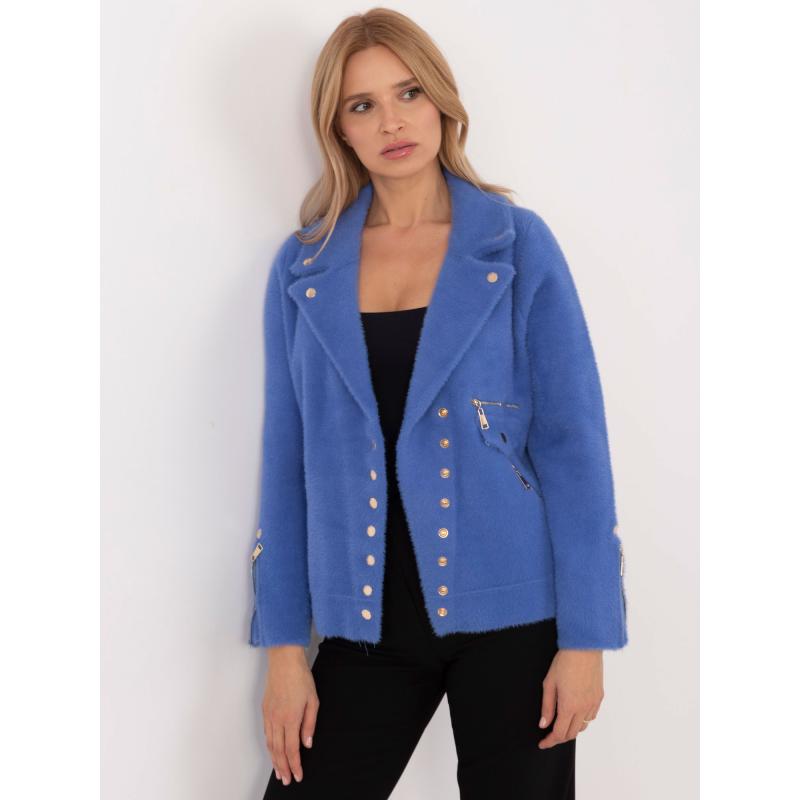 Sötétkék alpakka kabát cipzárral