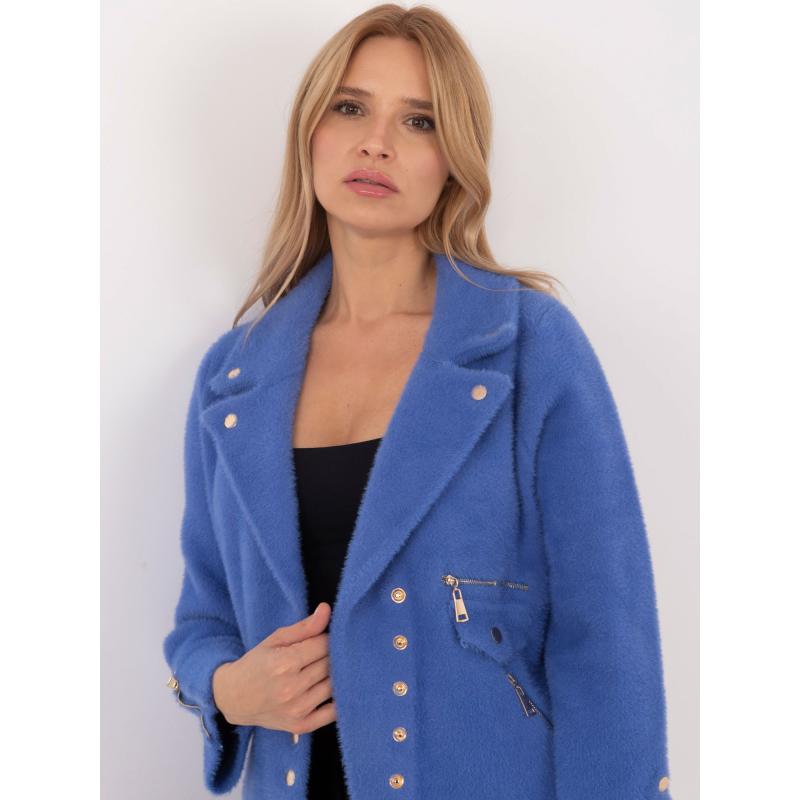 Sötétkék alpakka kabát cipzárral