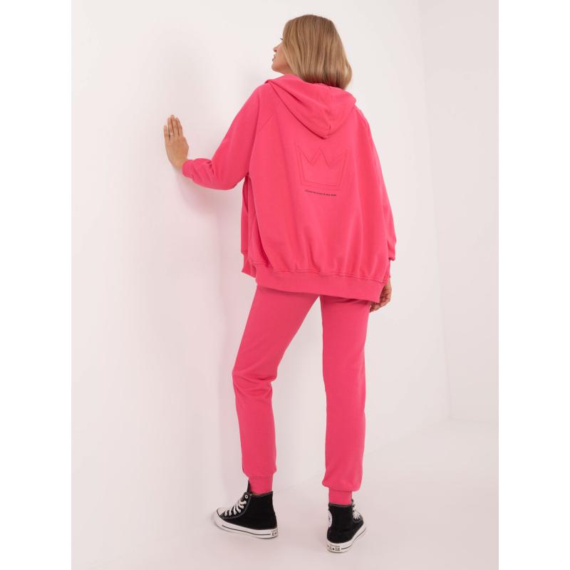 Tmavě růžová třídílná tepláková souprava s kalhotami