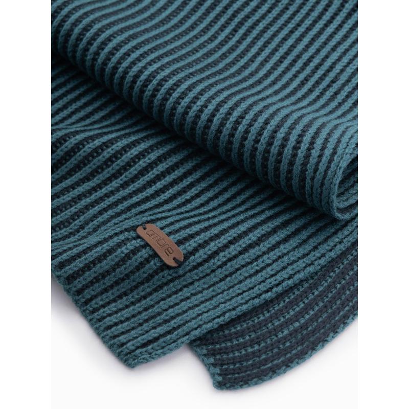 Pletená pánská dvoubarevná pruhovaná šála - námořnická modř a moře