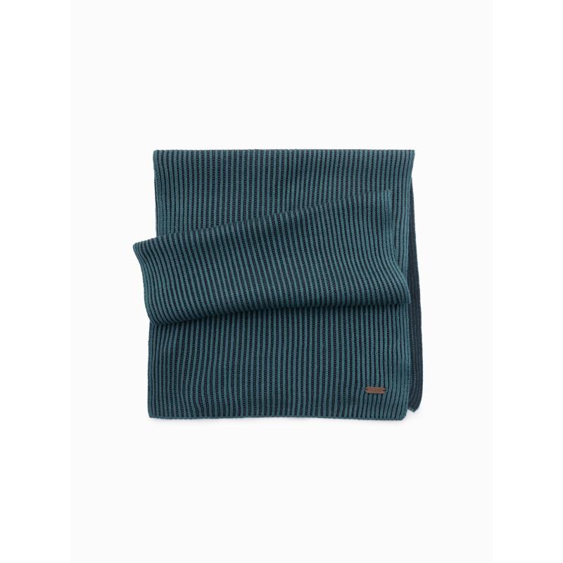 Pletená pánská dvoubarevná pruhovaná šála - námořnická modř a moře