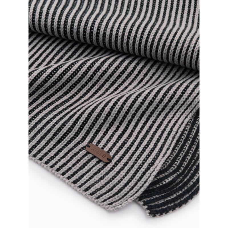 Pletená pánská dvoubarevná pruhovaná šála - šedá a černá