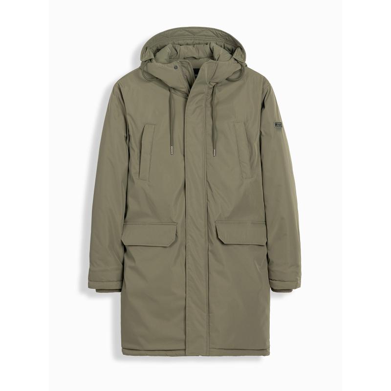 Pánská klasická dlouhá bunda parka - olivová V3