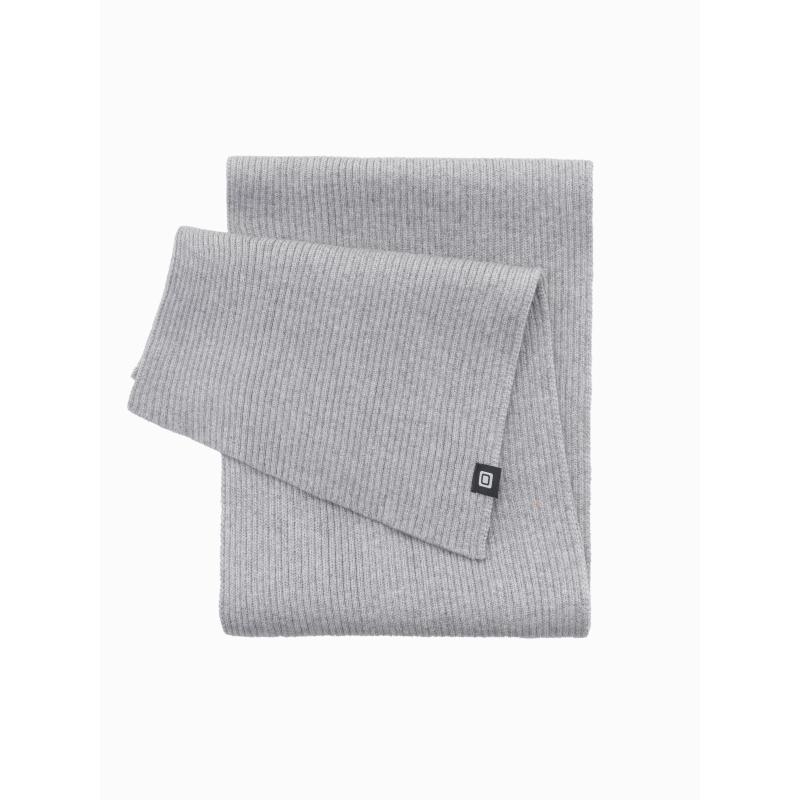 Pánská jednobarevná žebrovaná pletená šála - šedá