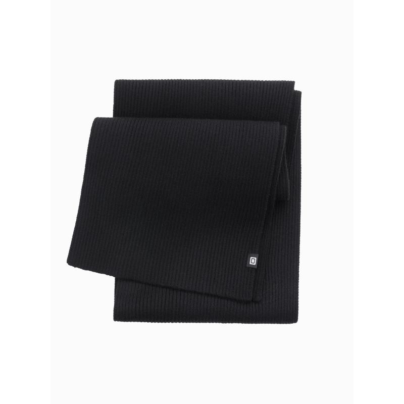Pánská jednobarevná žebrovaná pletená šála - černá