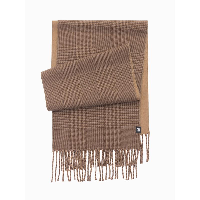 Férfi egyszínű bordázott sál - világosbarna