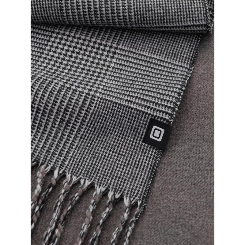 Kétoldalas férfi kockás sál bojtokkal - fekete-fehér