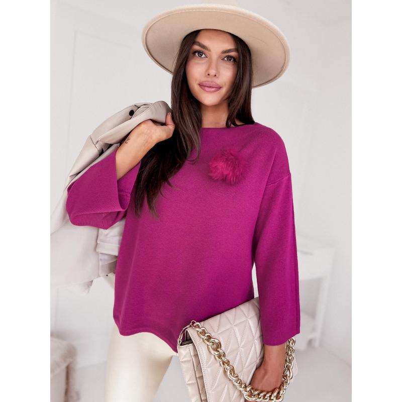 Női túlméretezett pulóver GAIA bordó