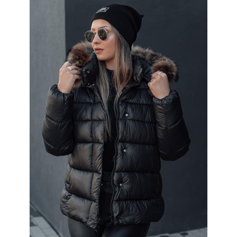 Dámská prošívaná zimní bunda KROMBILA s kapucí černá