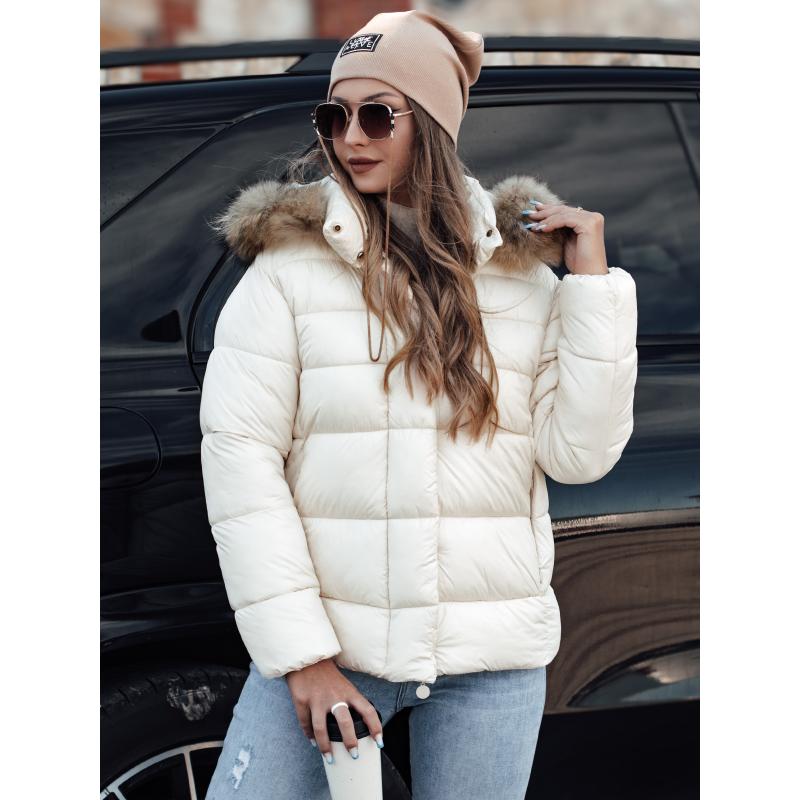 Dámská zimní bunda prošívaná s kapucí CROMBILA bílá