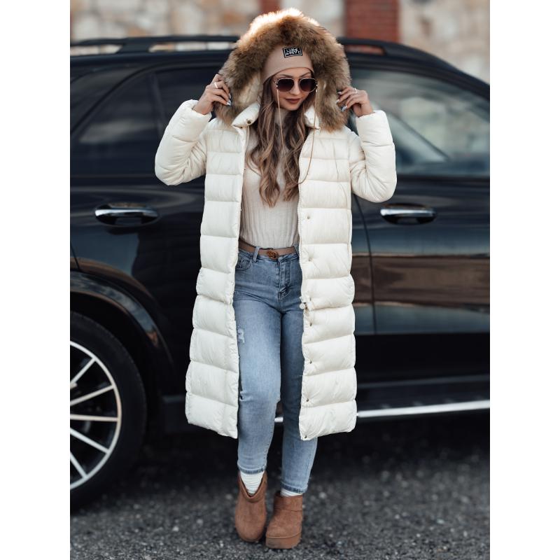 Dámská zimní bunda prošívaná s kapucí CROMBILA bílá