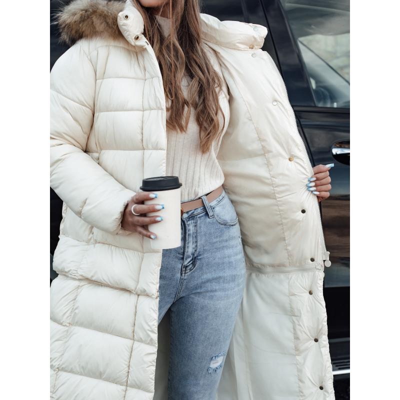 Dámská zimní bunda prošívaná s kapucí CROMBILA bílá