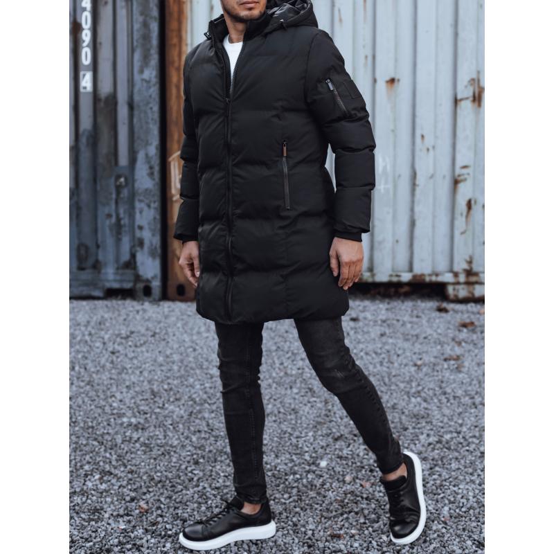 Pánská zimní bunda prošívaná s kapucí černá