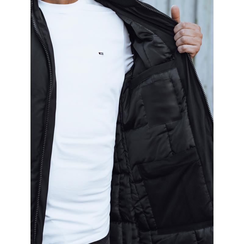 Pánská zimní bunda prošívaná s kapucí černá