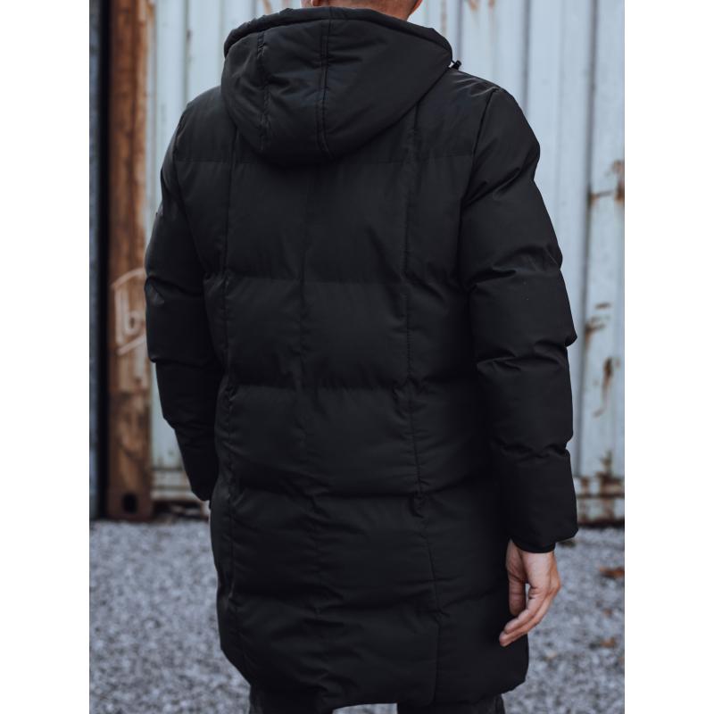 Pánská zimní bunda prošívaná s kapucí černá