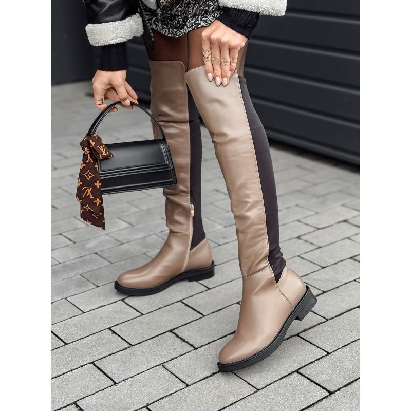 Dámské kozačky LONGDIT dlouhé kávové