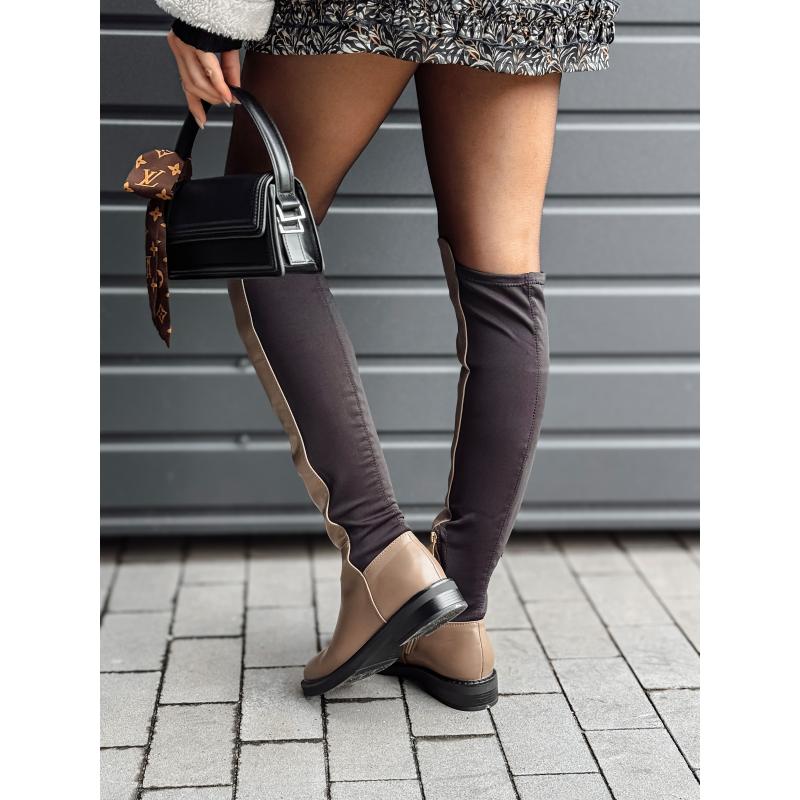 Dámské kozačky LONGDIT dlouhé kávové