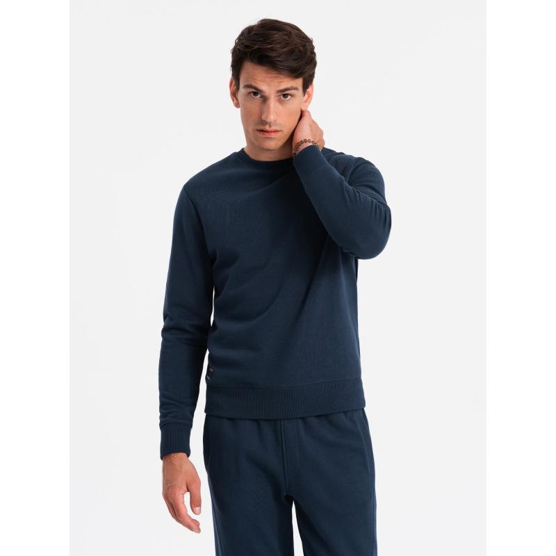 Pánská bavlněná mikinová souprava BASIC rozepínací mikina + tepláky - tmavě modrá