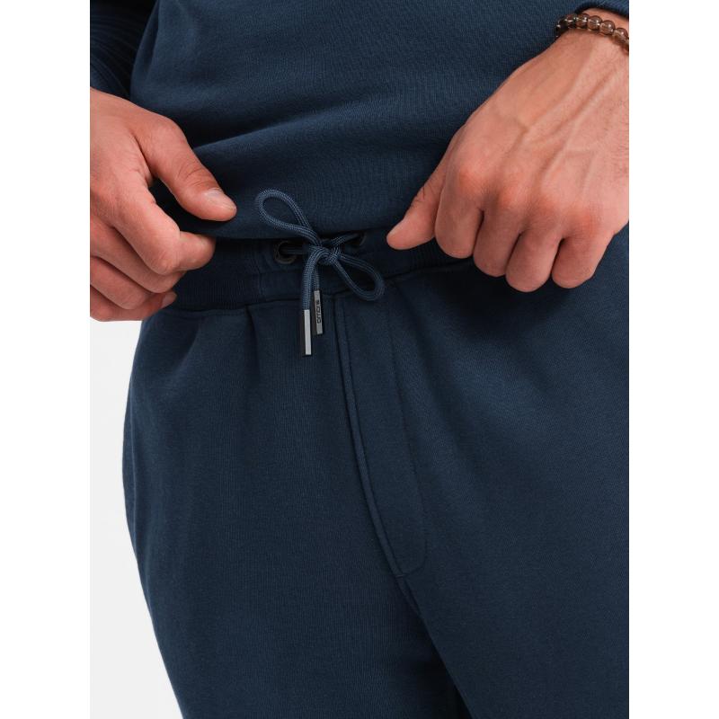 Pánská bavlněná mikinová souprava BASIC rozepínací mikina + tepláky - tmavě modrá