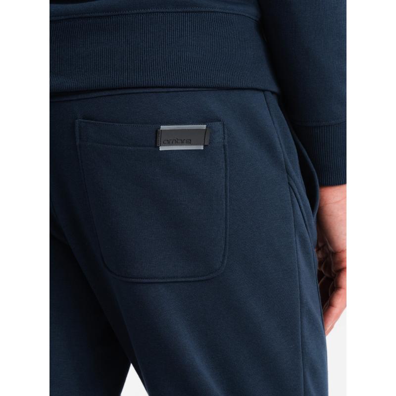 Pánská bavlněná mikinová souprava BASIC rozepínací mikina + tepláky - tmavě modrá