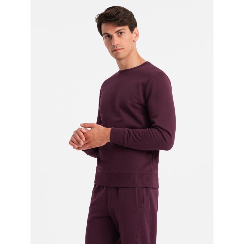Pánská bavlněná tepláková souprava BASIC mikina bez knoflíků + tepláky - bordó