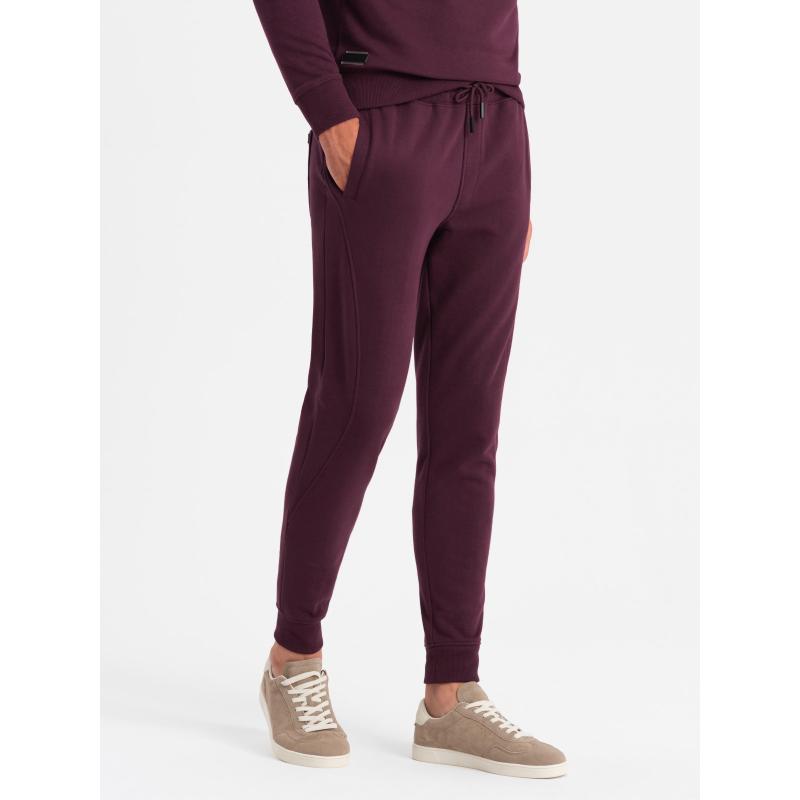 Pánská bavlněná tepláková souprava BASIC mikina bez knoflíků + tepláky - bordó